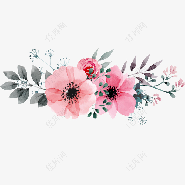 卡通粉红色的植物花卉设计