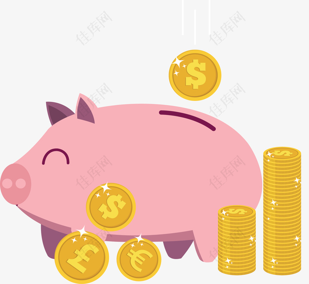 粉红小猪存钱罐投币
