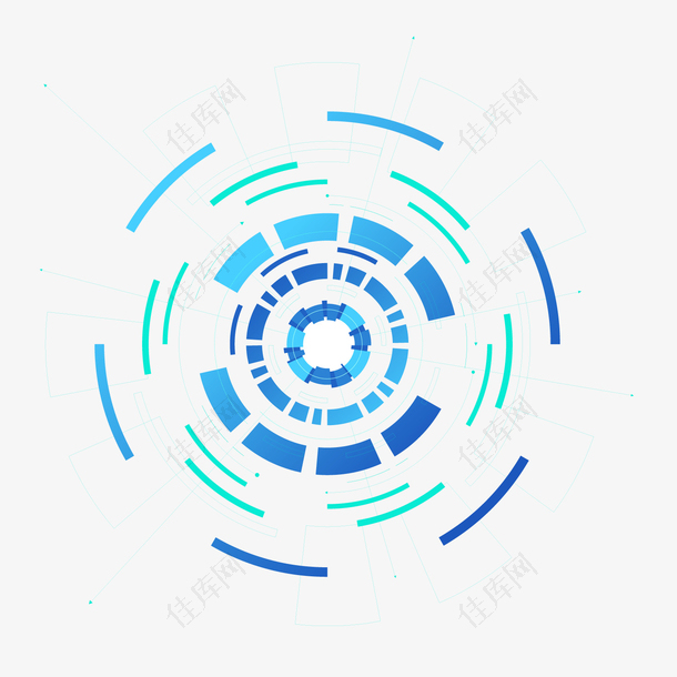 蓝色科技圆环元素