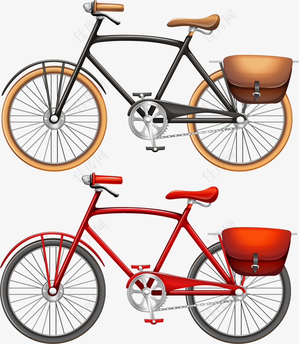 矢量手绘两辆自行车