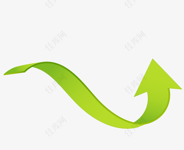 矢量波浪绿色箭头PNG图片