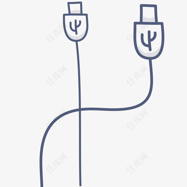 鼠标USB数据线插画