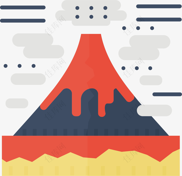 矢量图火山爆发卡通