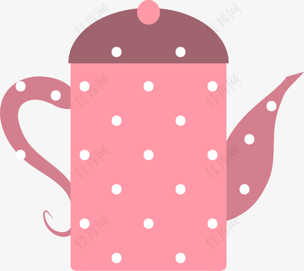 粉红色波点卡通茶壶