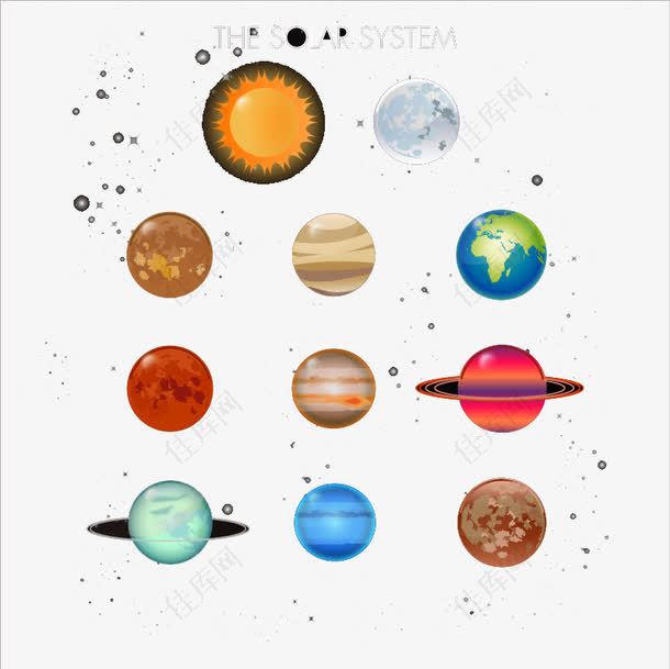 卡通太阳系图标矢量素材