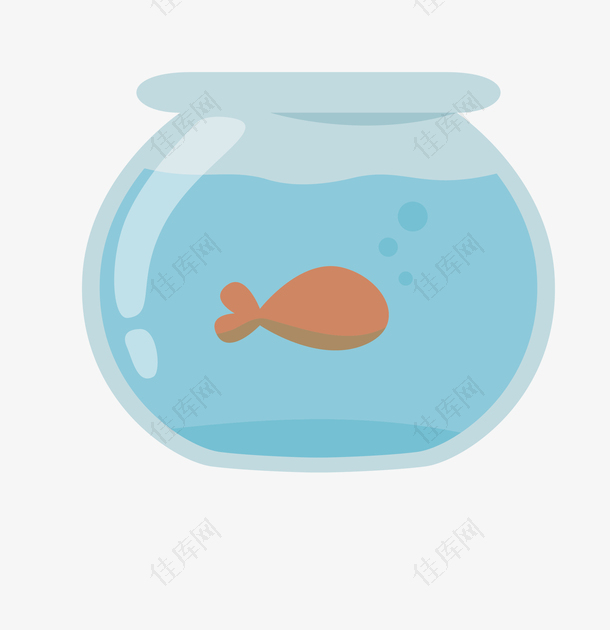 矢量卡通简洁扁平化鱼缸