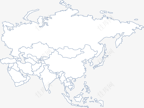 灰白色简约亚洲地图