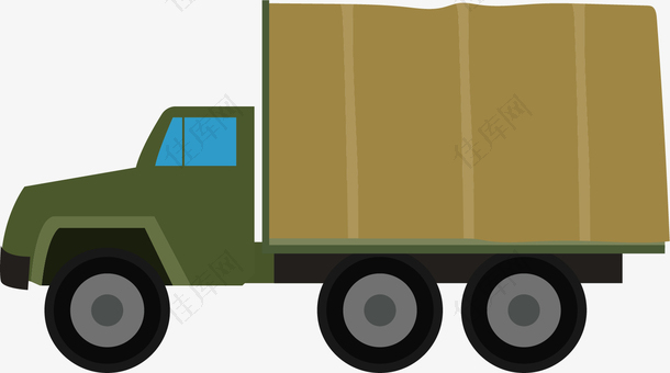 矢量图水彩绿色军用货车