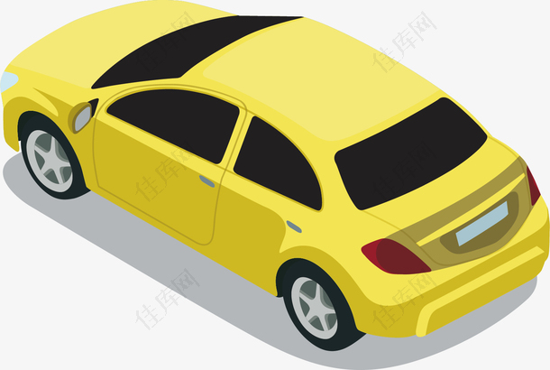 矢量图黄色汽车手绘