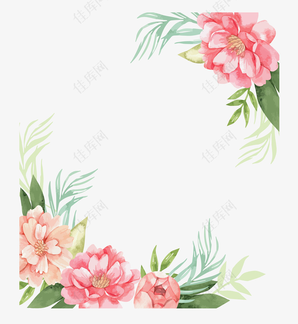 粉色山茶装饰边框