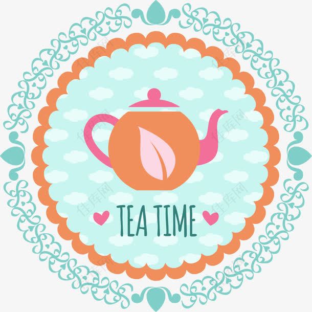 矢量茶壶茶叶标签