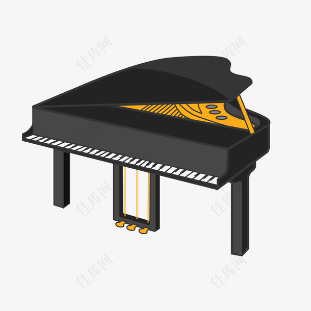 黑色扁平化钢琴元素