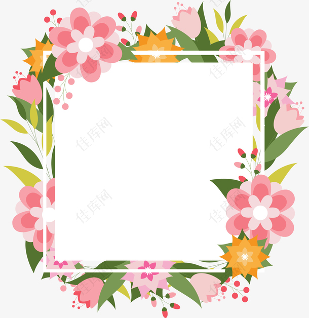 粉红色花朵节日边框