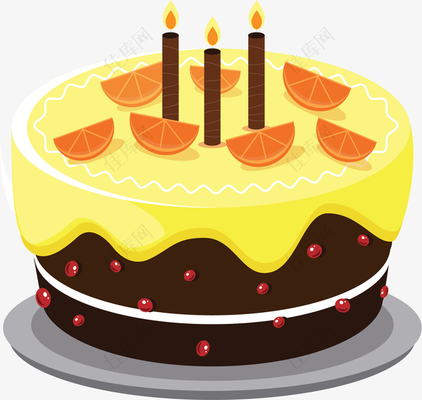 橙子装饰生日蛋糕