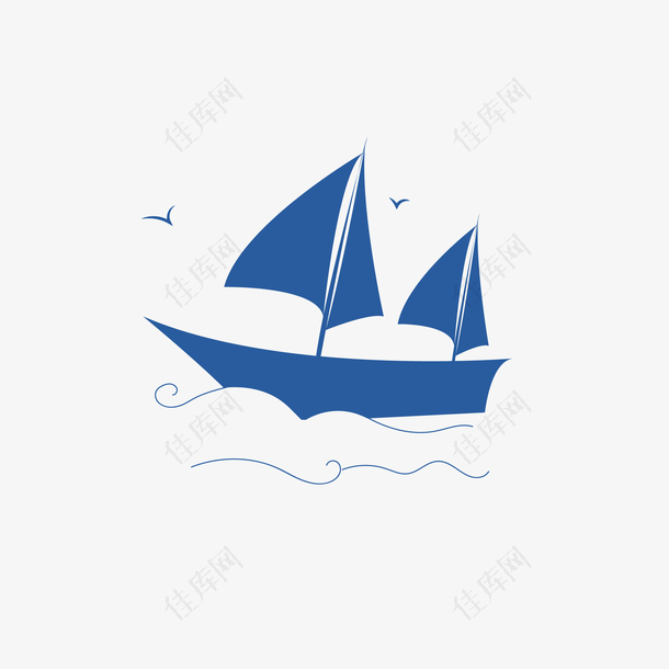蓝色帆船小图标