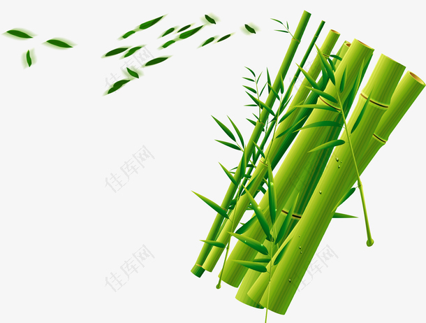 绿色竹子竹筒装饰背景素彩网