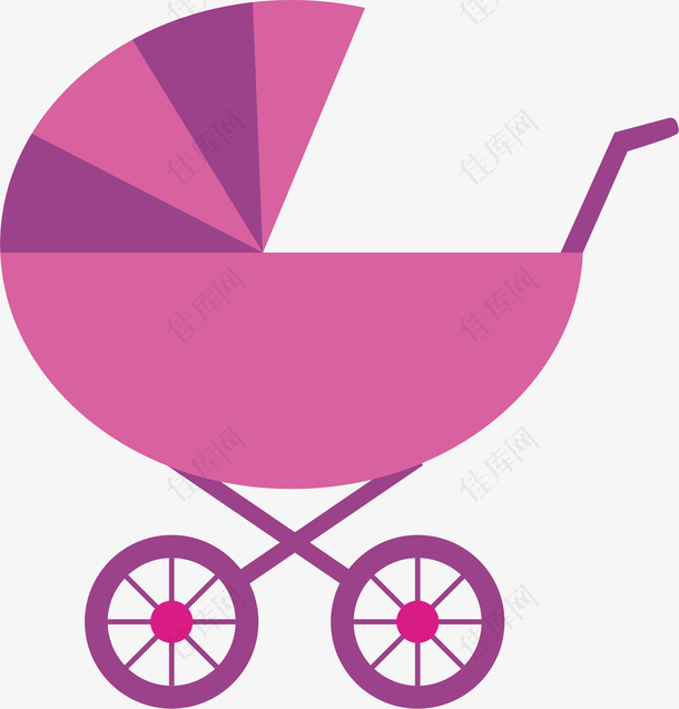 矢量图粉色婴儿车