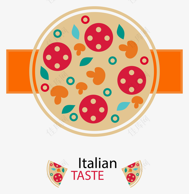 意大利披萨插画AI矢量