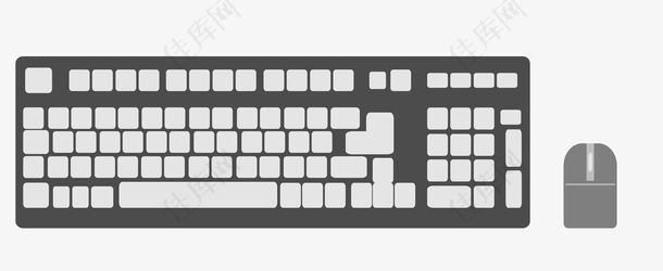 灰黑色电脑键盘鼠标矢量