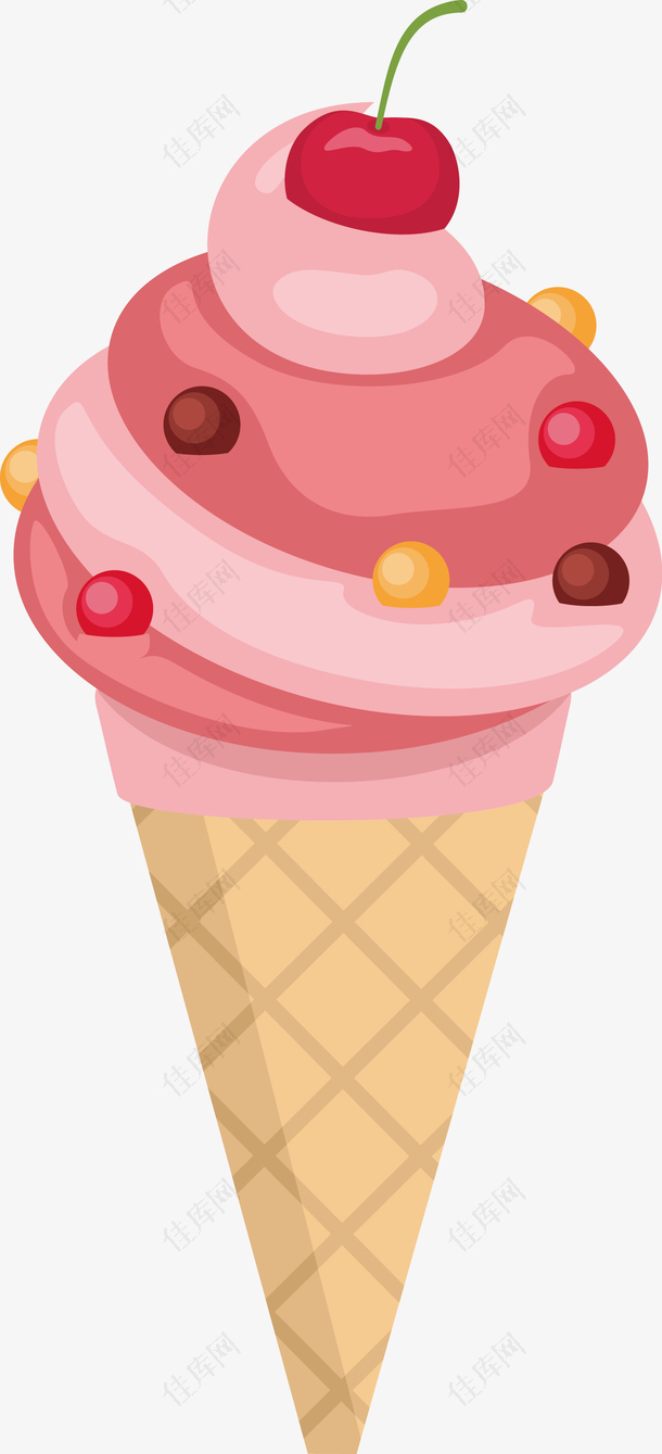 卡通草莓味冰淇淋图