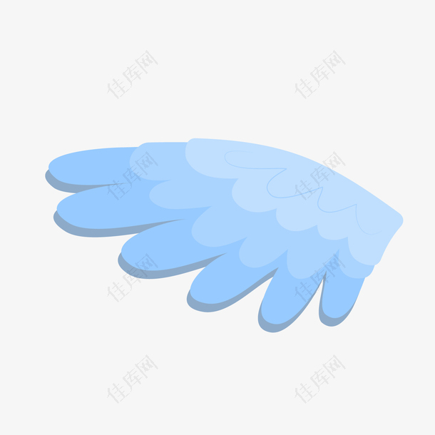 蓝色卡通翅膀矢量图