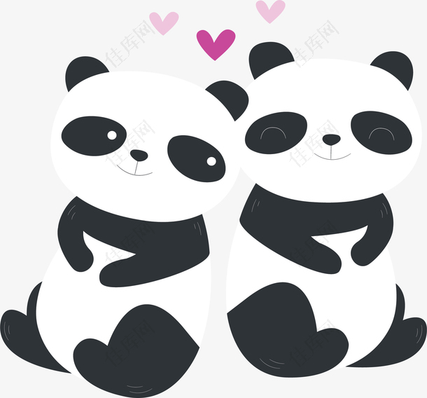 可爱熊猫情人节情侣