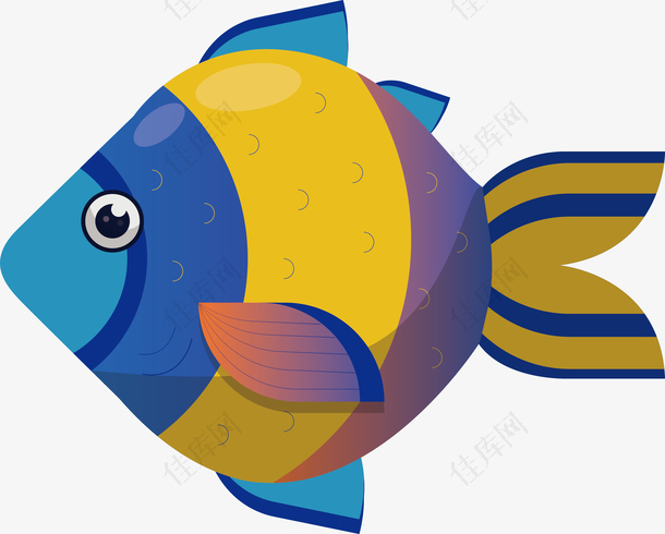 可爱卡通彩色观赏鱼矢量素材