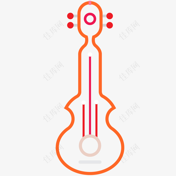 橙色小提琴卡通插画