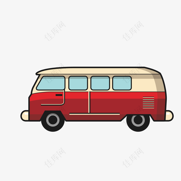 红色创意设计小巴车