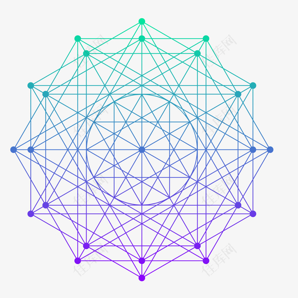绿色紫色抽象线条几何流体渐变素