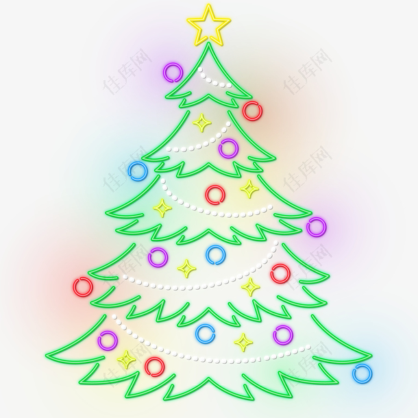 矢量霓虹灯装饰圣诞树