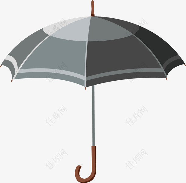 矢量手绘黑色雨伞