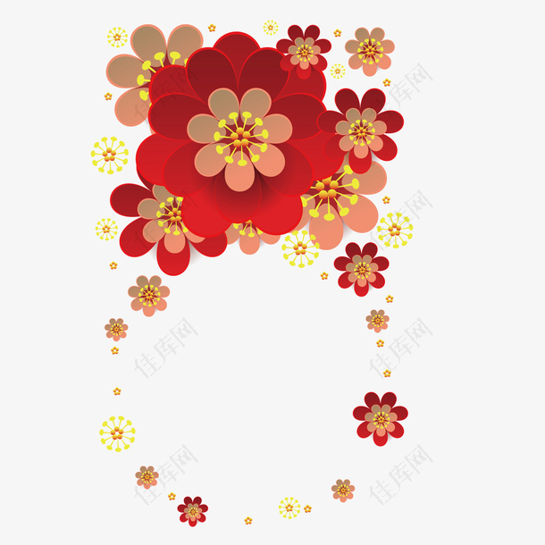 红色花朵矢量装饰