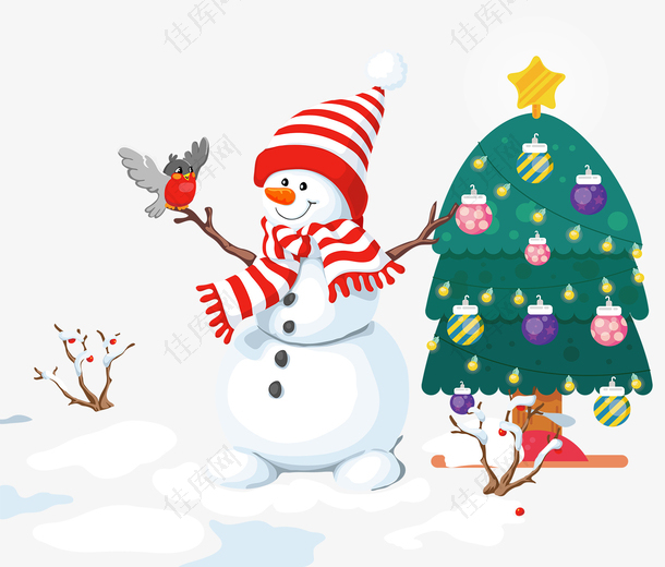 装饰雪人圣诞树
