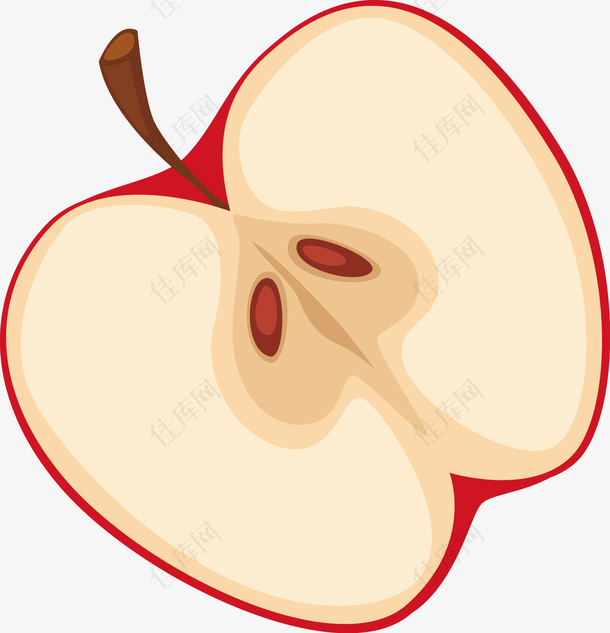 手绘健康水果苹果切面图
