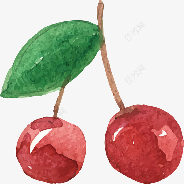 水彩樱桃水果设计