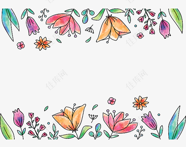 手绘彩色花朵边框