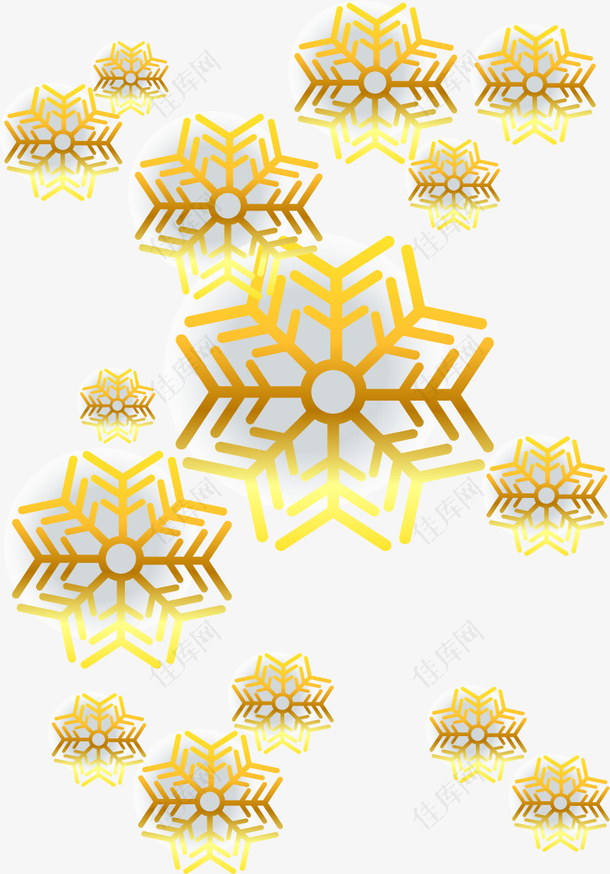 金色雪花冬季装饰图