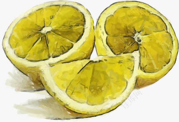 手绘水彩写实柠檬