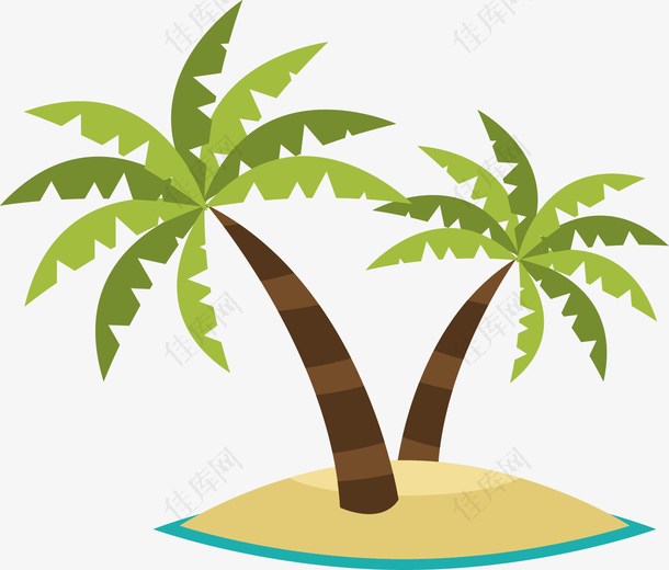 矢量图沙滩椰子树