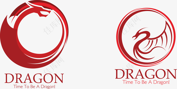 时尚红色的龙logo矢量素材