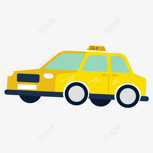 黄色扁平化出租车元素