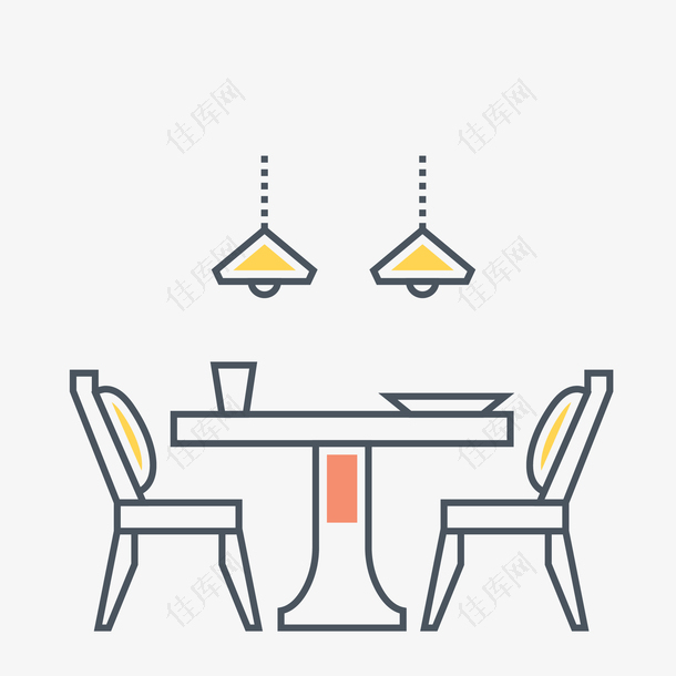餐桌手绘创意矢量免抠图PNG