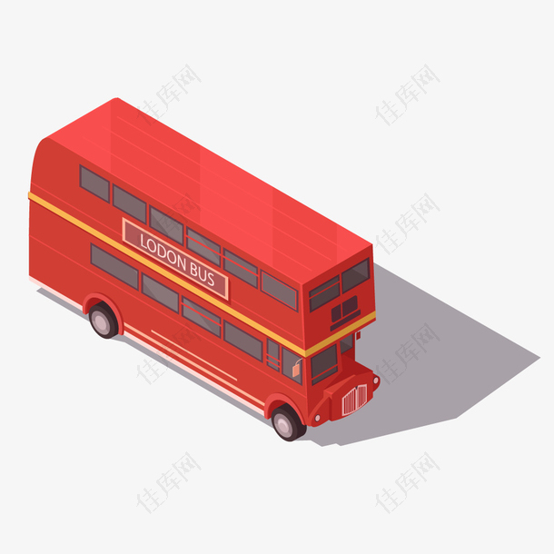 立体汽车红色双层巴士矢量素材
