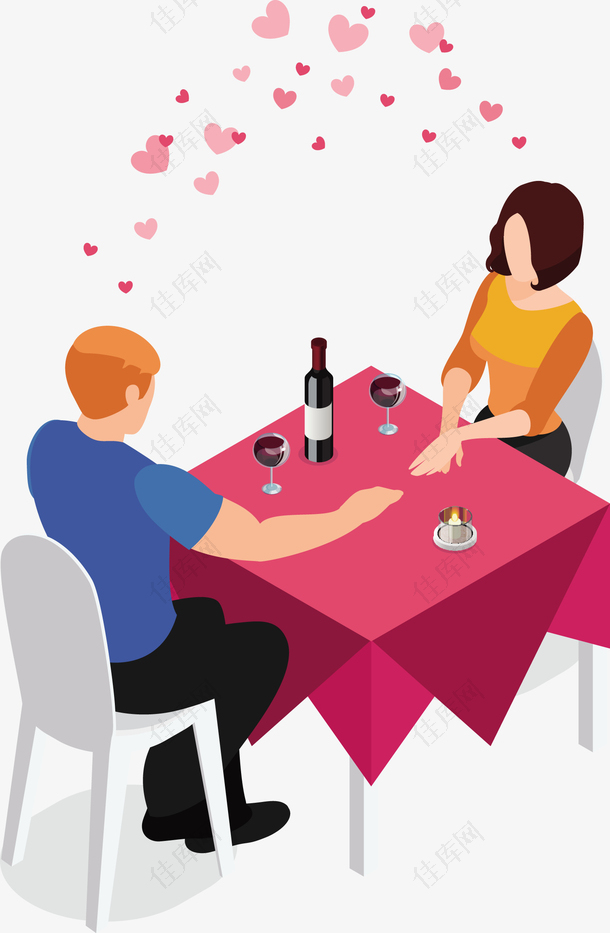 餐桌约会吃饭的情侣