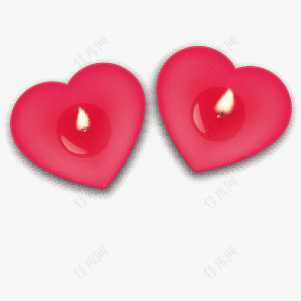 两个红色的心形蜡烛