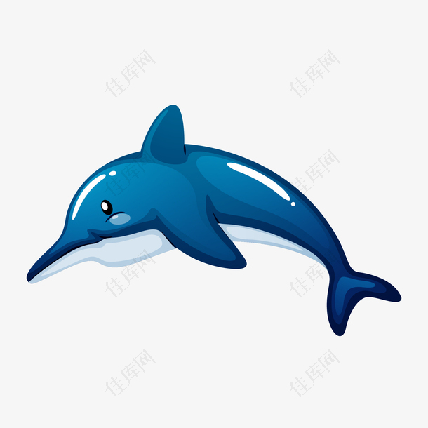 蓝色海豚卡通插画