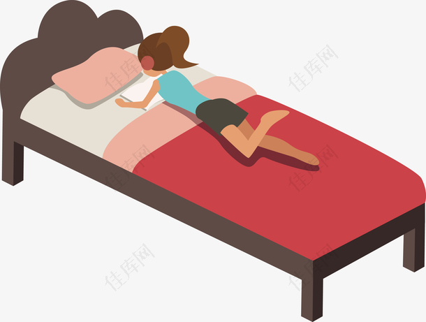 躺在床上玩手机的女子