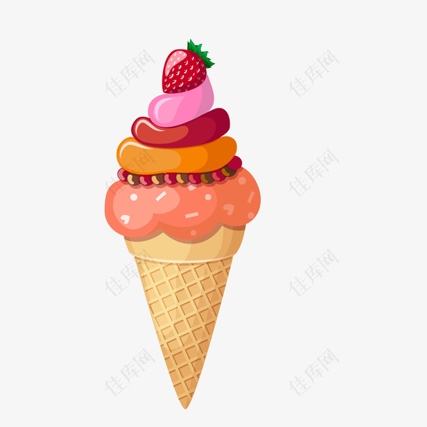 卡通草莓冰淇淋食物设计