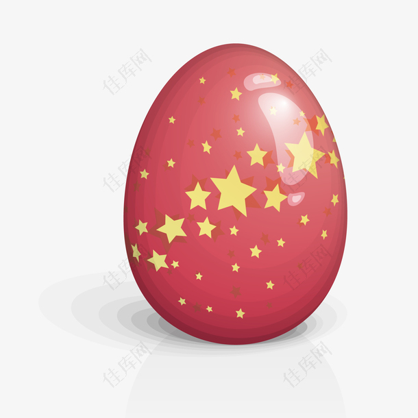 红色的星星装饰复活节彩蛋